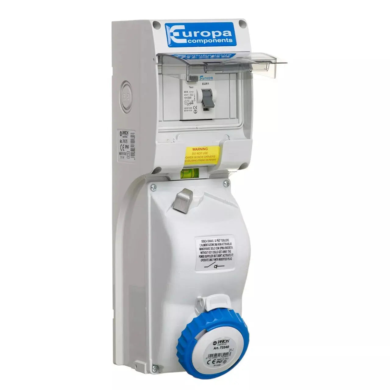 Europa 16 Amp Interlocked Switched RCD Socket 16A 2 Pole +E 2P+E 230V IP65 Europa