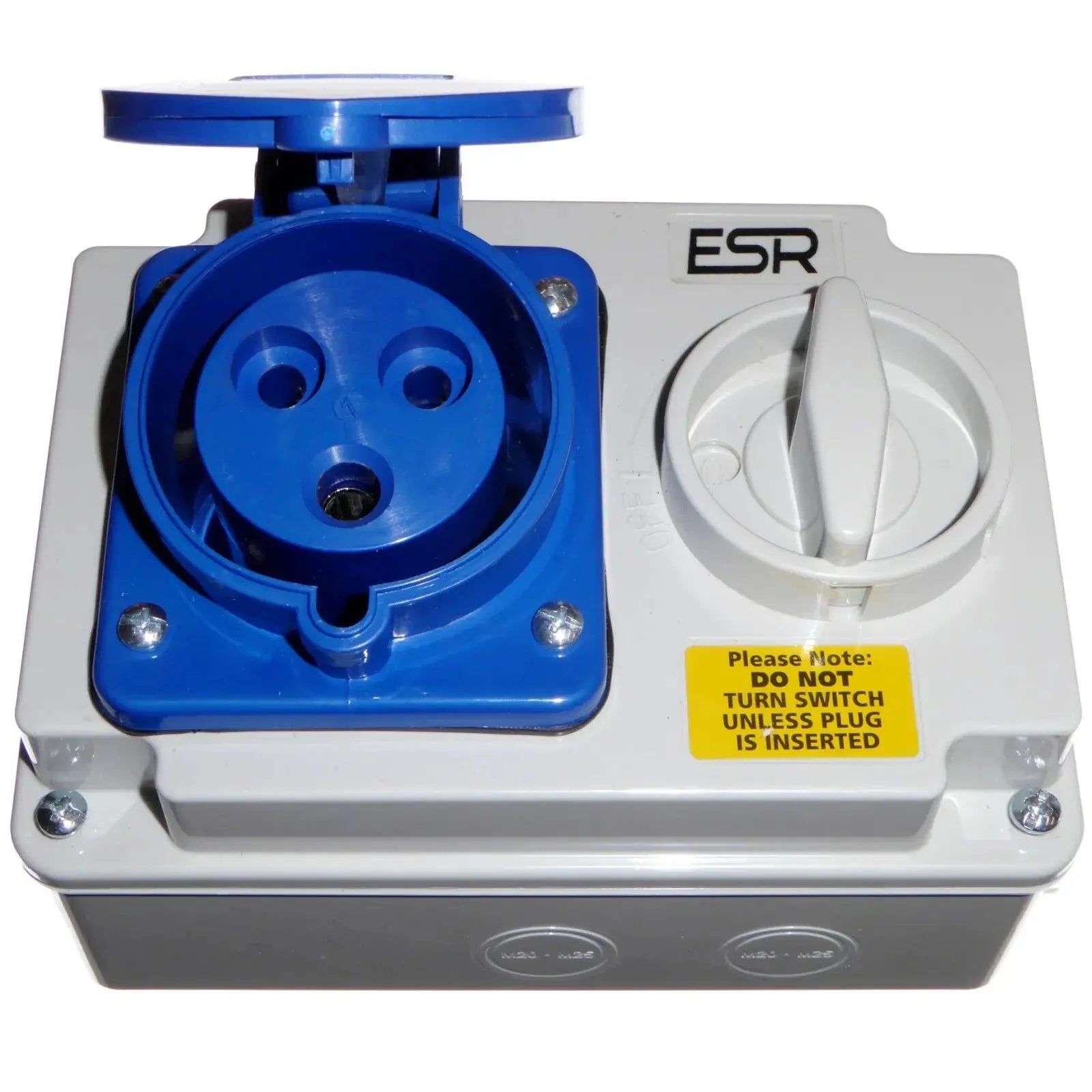 32 Amp 3 Pin Interlock Socket Switch with Industrial Trailing Plug IP44 ESR