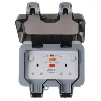 BG IP66 13A 2-Gang RCD Switched Outdoor Socket - WP22RCD BG Electrical