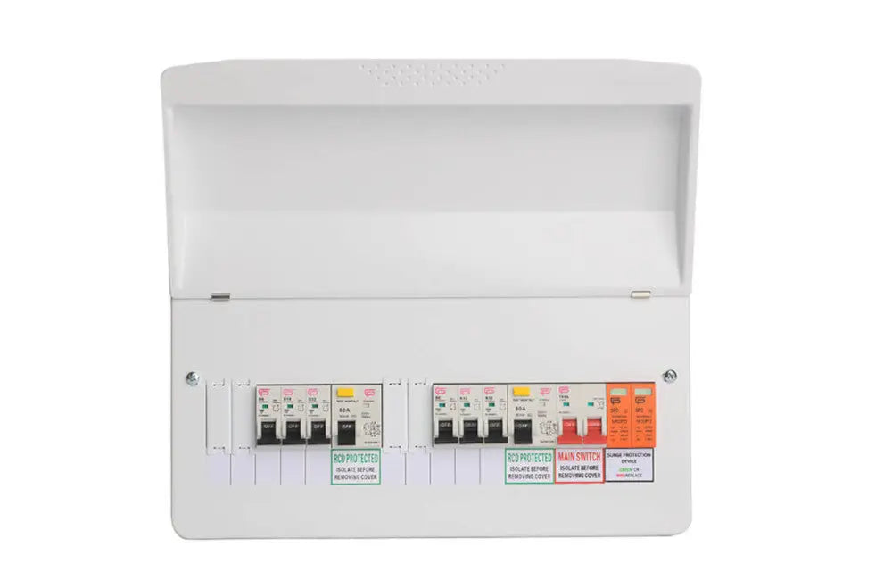 Fusebox 10 Way Dual RCD inc SPD & 6x MCB FuseBox