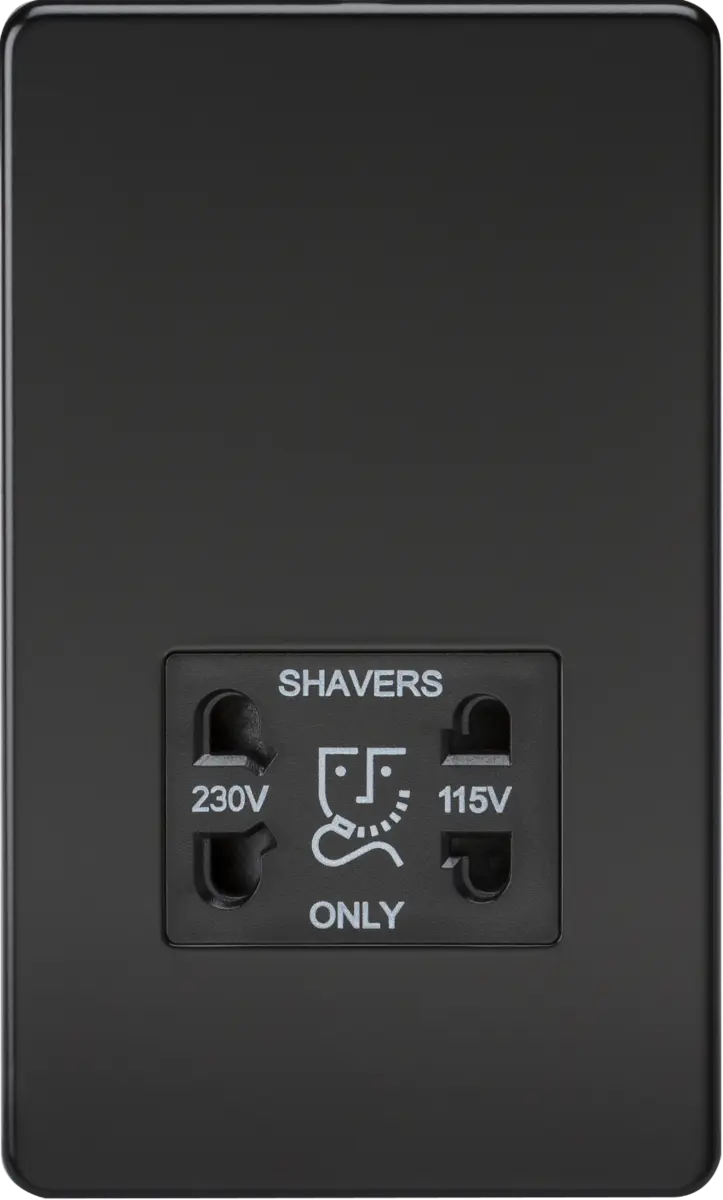 ML Knightsbridge Screwless 115/230V Dual Voltage Shaver Socket - Matt Black ML Knightsbridge