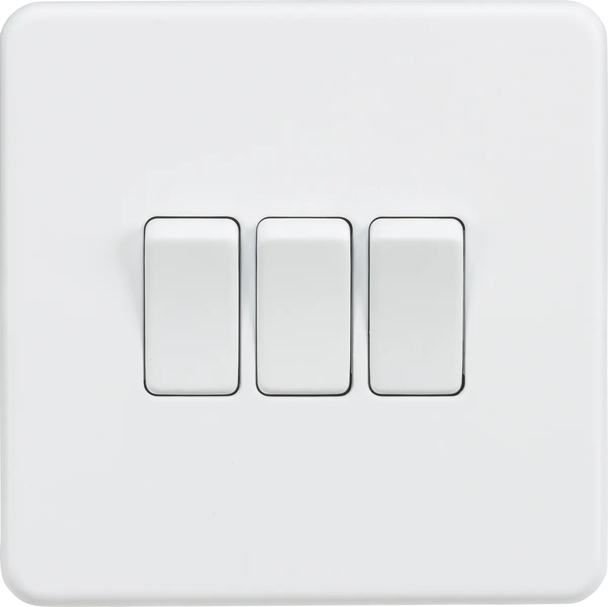 ML Knightsbridge Screwless 10AX 3 Gang 2-Way Light Switch - Matt White ML Knightsbridge