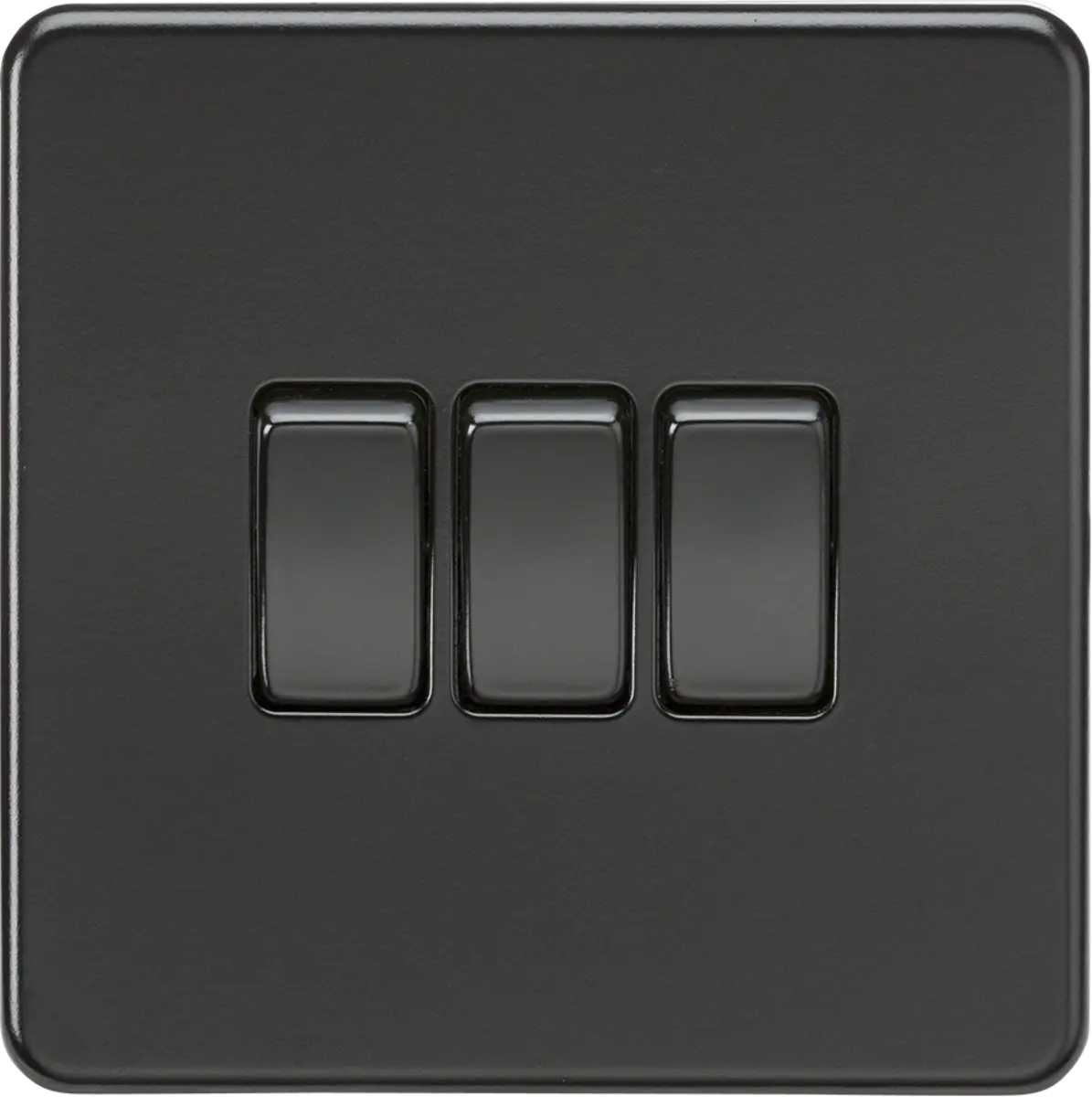 ML Knightsbridge Screwless 10AX 3 Gang 2-Way Light Switch - Matt Black ML Knightsbridge