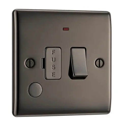 BG Nexus Metal Switched Fused Spur with Flex Outlet & Neon in Black Nickel - NBN53-01 BG (British General)