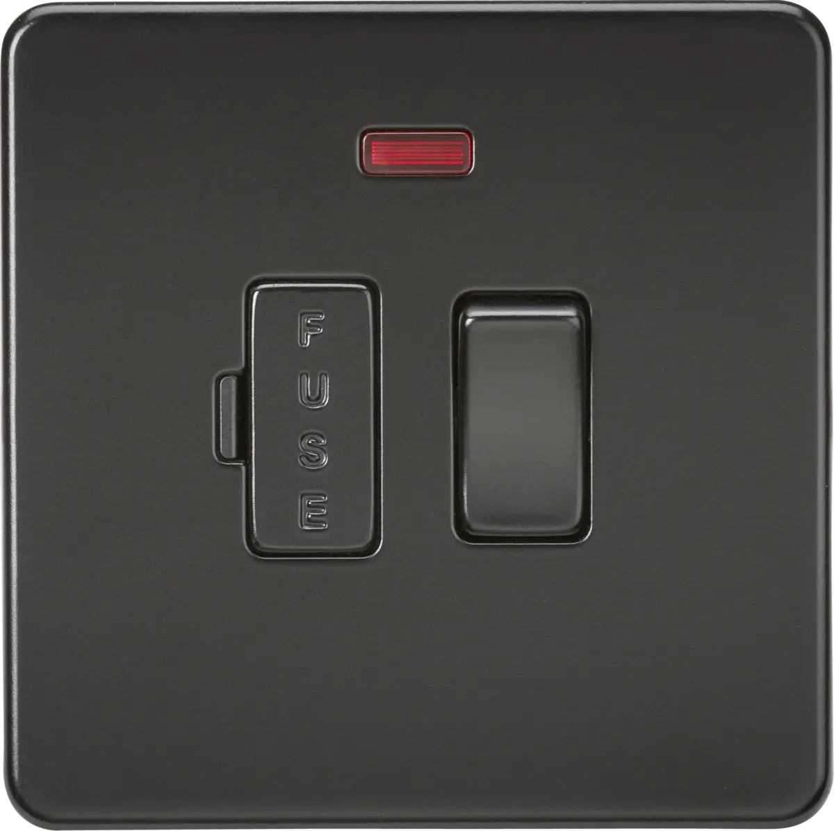 ML Knightsbridge Screwless 13A Switched Fused Spur Unit with Neon - Matt Black ML Knightsbridge