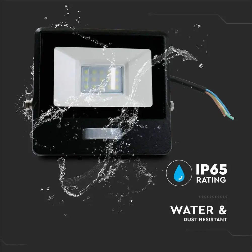 V-Tac 10W Daylight Samsung Chip LED Floodlight PIR 6500K- Black V-TAC