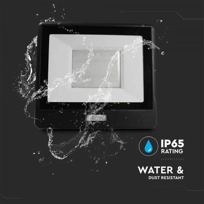 V-Tac 50W LED Floodlight Daylight PIR Samsung Chip 6500K- Black V-TAC