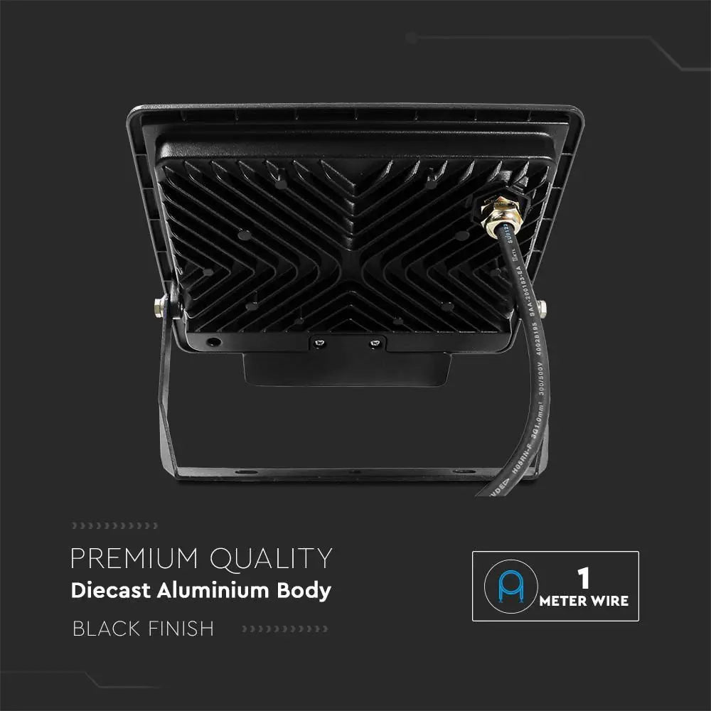 V-Tac 50W LED Floodlight Daylight PIR Samsung Chip 6500K- Black V-TAC