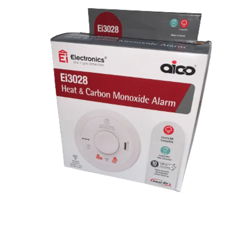 Aico Ei3028 Mains Powered Multi-Sensor Heat & Carbon Monoxide Alarm Interlinked , White Aico