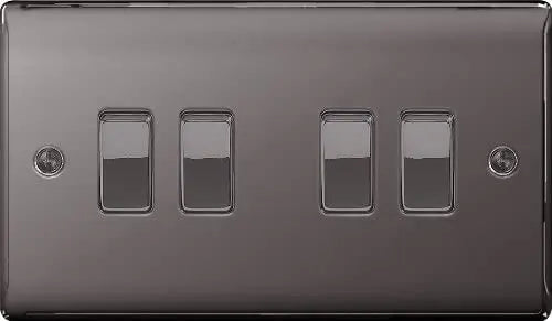 BG Nexus Metal 4 Gang Light Switch in Black Nickel - NBN44-01 BG (British General)