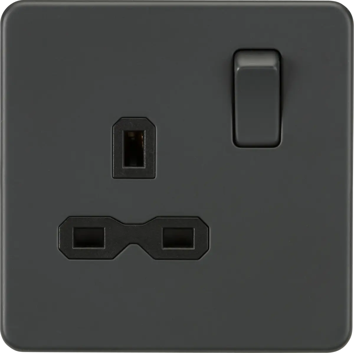 ML Knightsbridge Screwless Single Socket 13A 1 Gang Double Pole Switched - Anthracite ML Knightsbridge