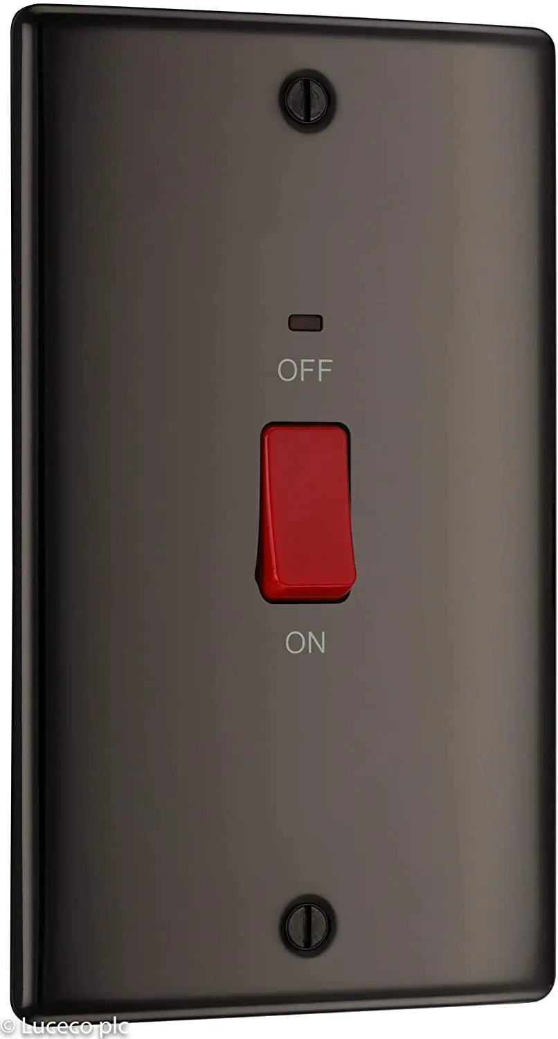 BG Nexus Metal 45 Amp Vertical DP Switch with Neon in Black Nickel - NBN72-01 BG (British General)