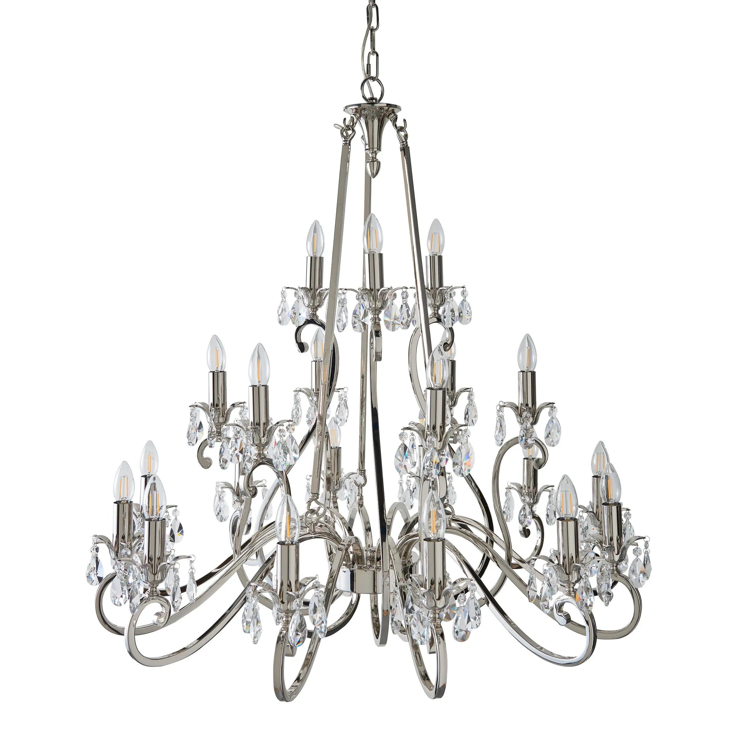 Oksana Nickel 21 Light Pendant Chandelier Endon