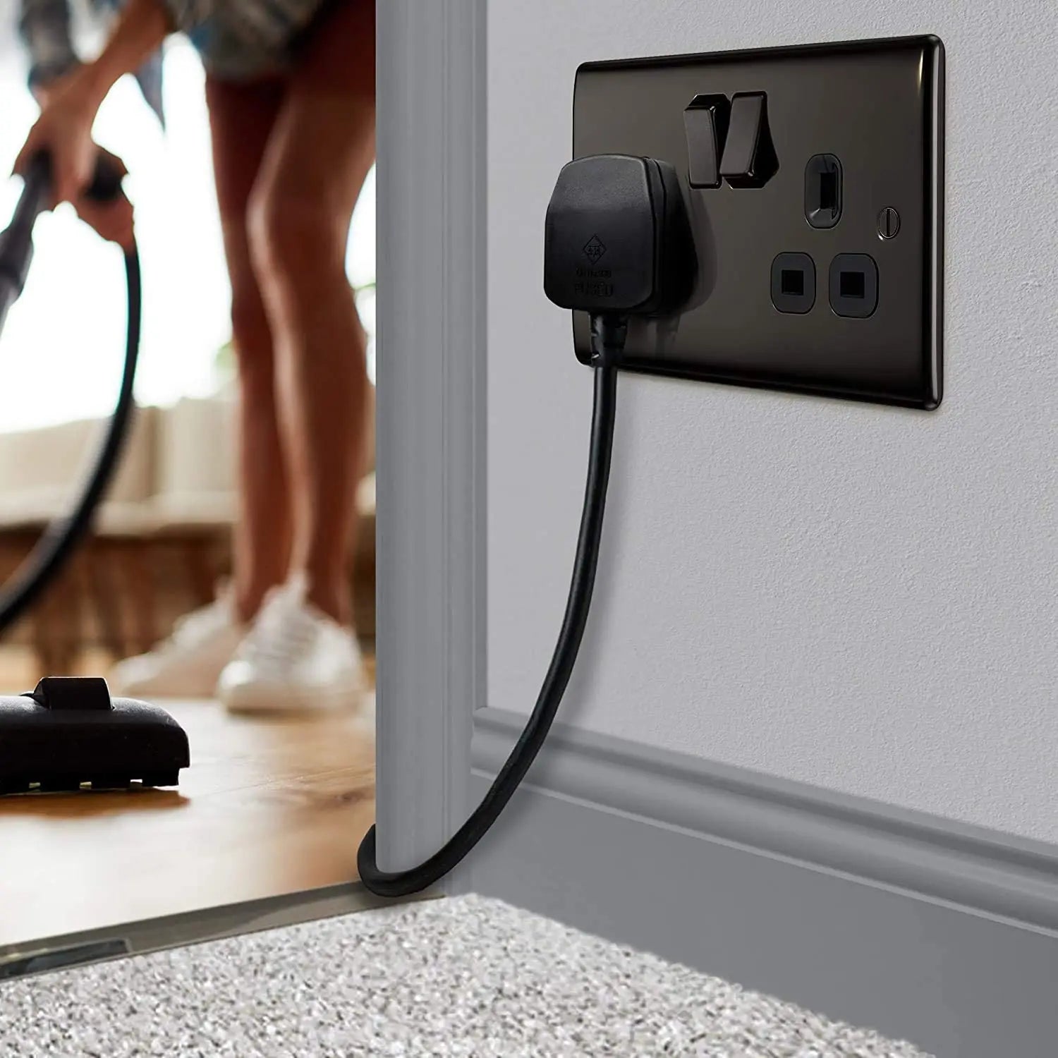 BG Nexus Black Nickel Double Socket with Black Inserts 13A 2 Gang - NBN22B BG (British General)