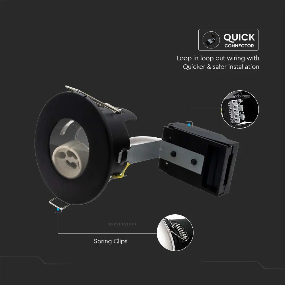Matt Black Downlight Fire Rated Fitting Canless GU10 Fixed IP65 V-TAC