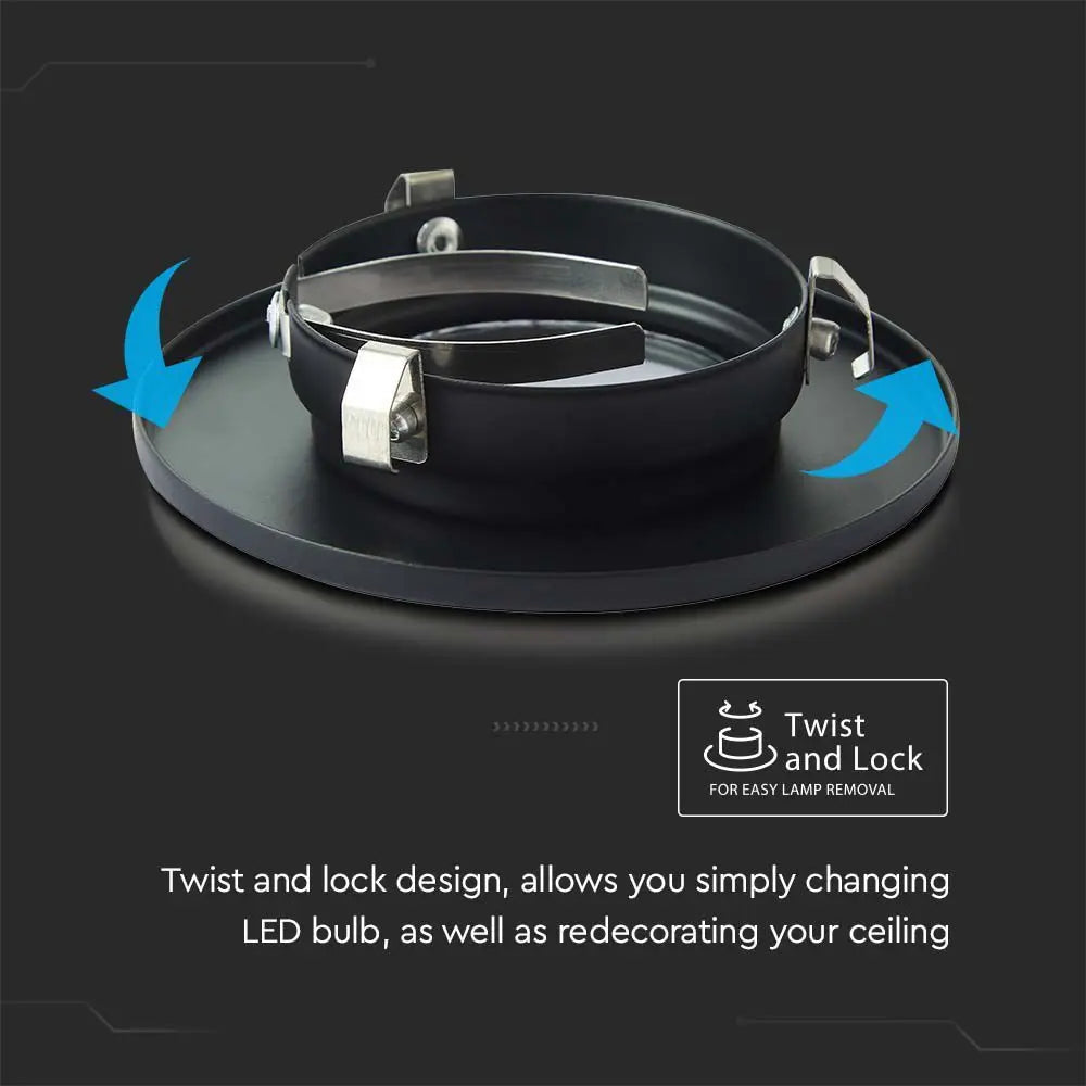 Matt Black Downlight Fire Rated Fitting Canless GU10 Fixed IP65 V-TAC