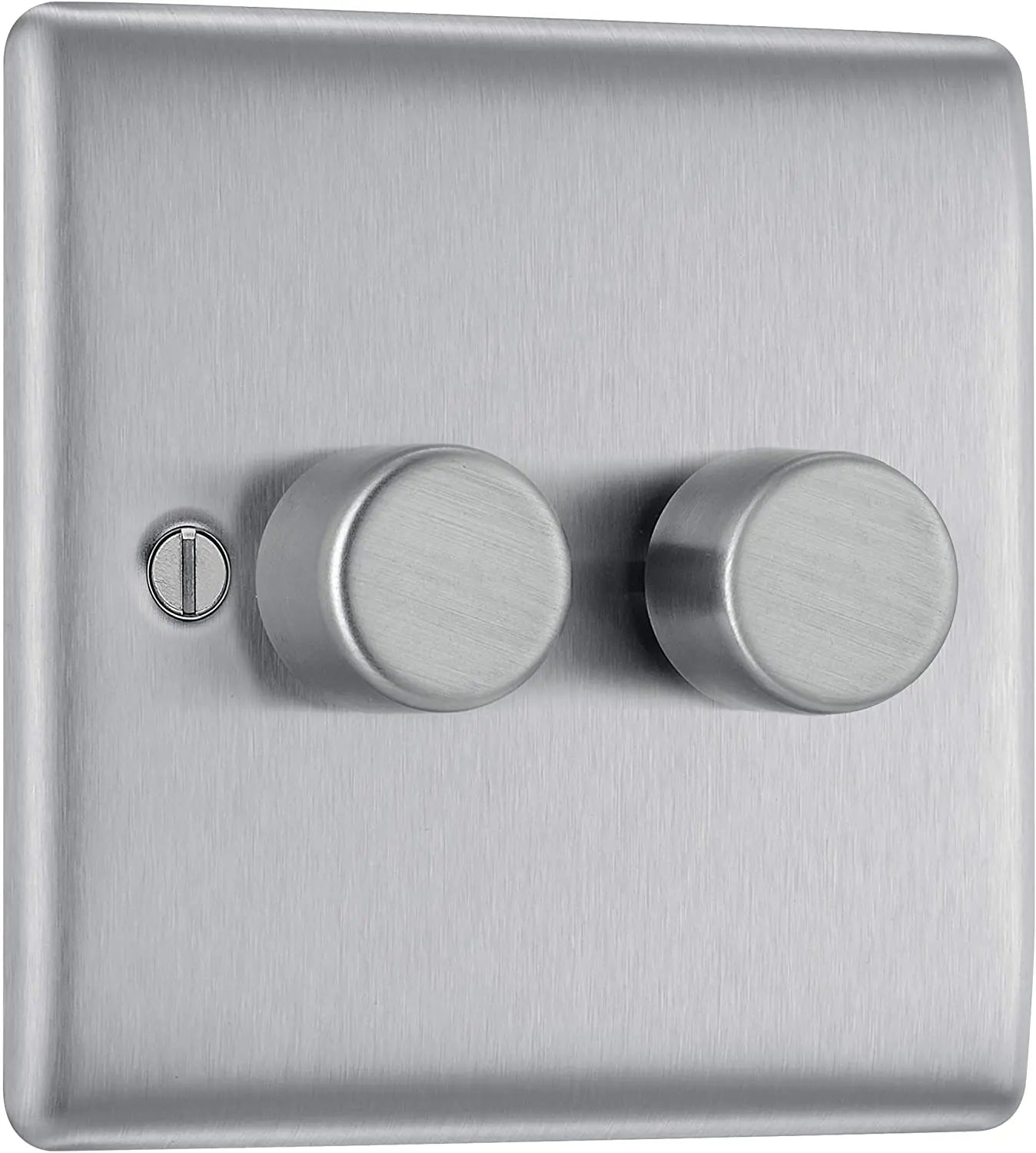 BG Nexus Metal 2 Gang Dimmer Switch in Brushed Steel - NBS82-01 BG (British General)
