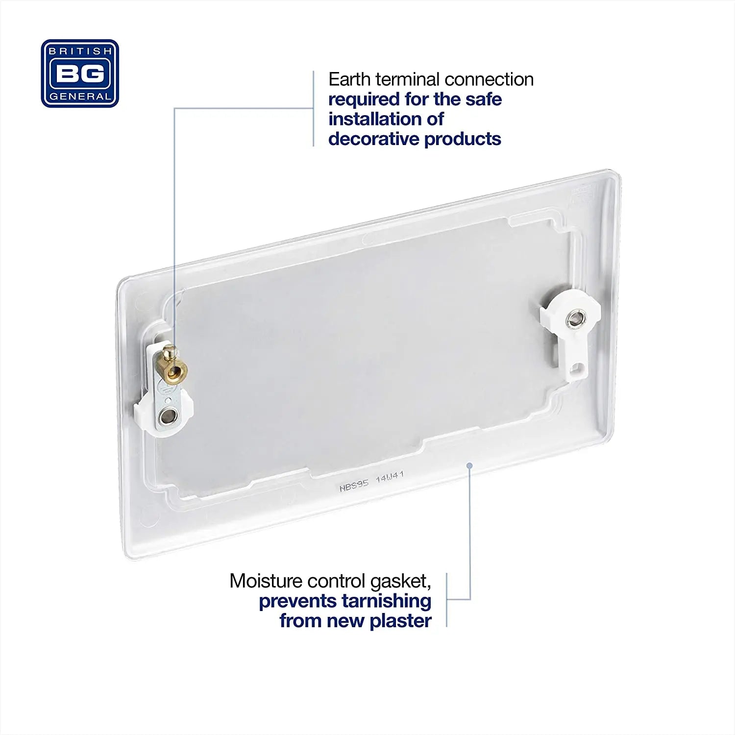 BG Nexus Metal Double Blanking Plate in Brushed Steel - NBS95-01 BG (British General)