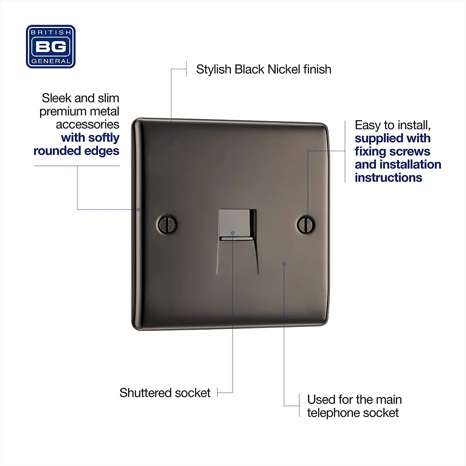 BG Nexus Metal Master Telephone Point in Black Nickel - NBNBTM1-01 BG (British General)