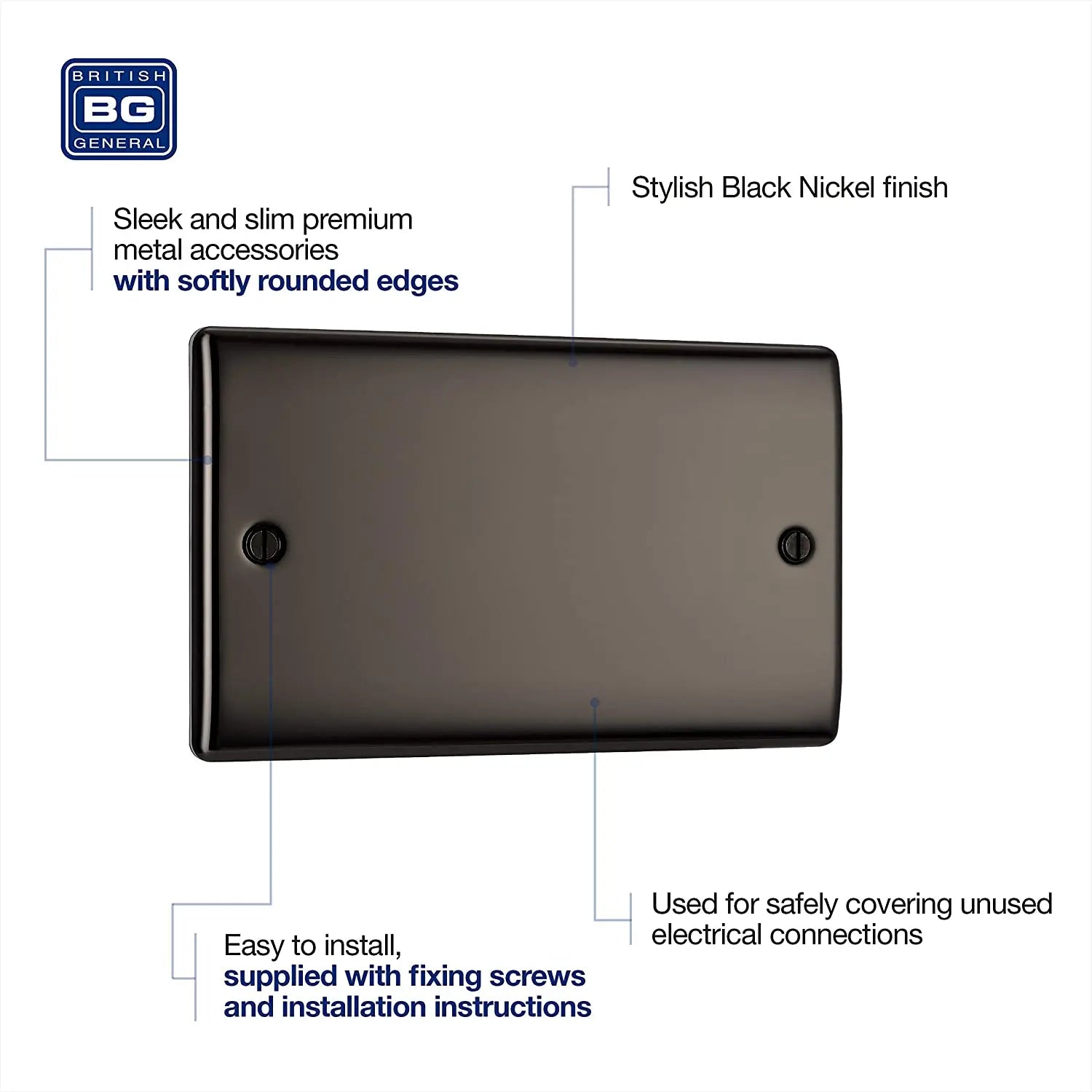 BG Nexus Metal Double Blanking Plate in Black Nickel - NBN95-01 BG (British General)