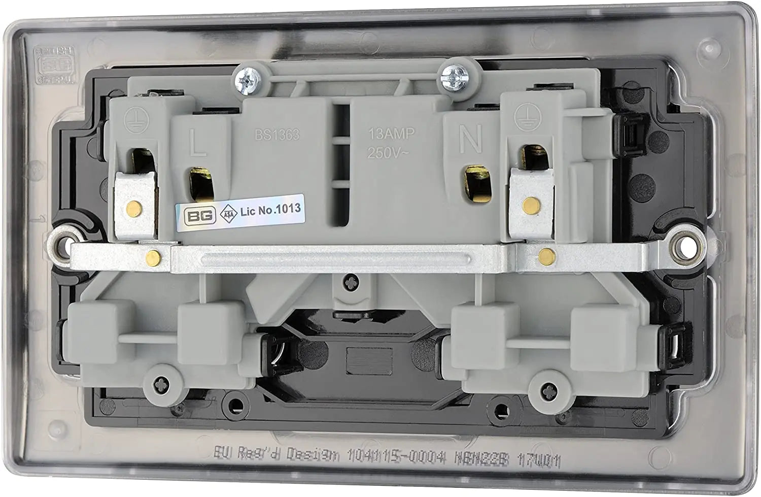 BG Nexus Black Nickel Double Socket with Black Inserts 13A 2 Gang - NBN22B BG (British General)