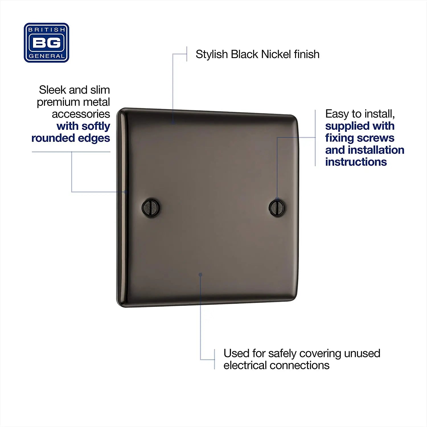 BG Nexus Metal Single Blanking Plate in Black Nickel - NBN94-01 BG (British General)