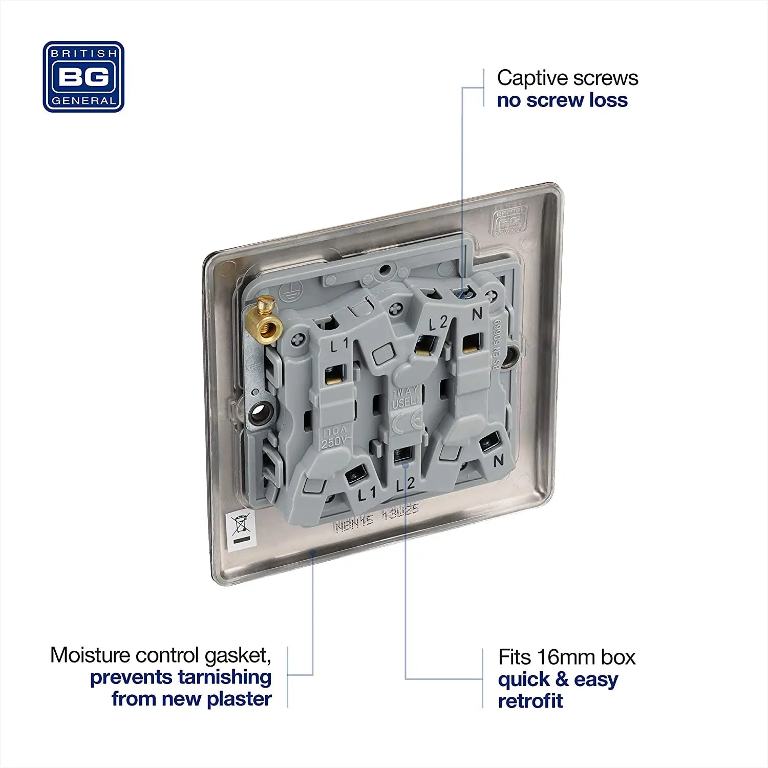 BG Nexus Metal Fan Isolator Switch in Black Nickel - NBN15-01 BG (British General)