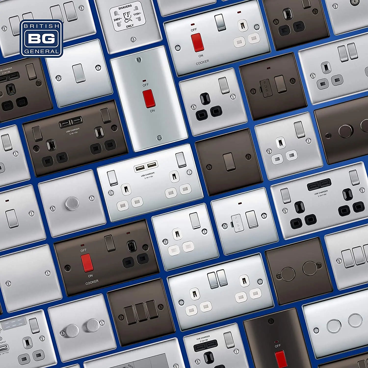 BG Nexus Metal 2 Gang Light Switch in Brushed Steel - NBS42-01 BG (British General)