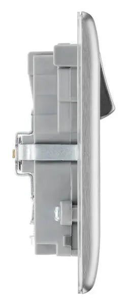 BG Nexus Metal USB USBC Double Socket in Brushed Steel with Grey Inserts - NBS22UAC30G BG (British General)