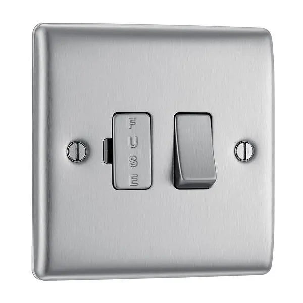 BG Nexus Metal Switched Fused Spur in Brushed Steel - NBS50-01 BG (British General)