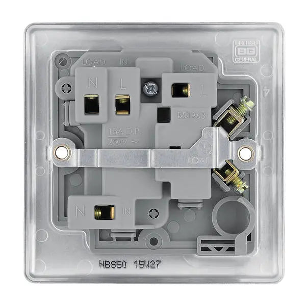 BG Nexus Metal Switched Fused Spur in Brushed Steel - NBS50-01 BG (British General)