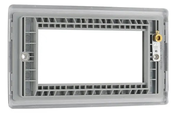 BG Nexus Metal 4 Gang Euro Module Front Plate in Brushed Steel - NBSEMR4-01 BG (British General)