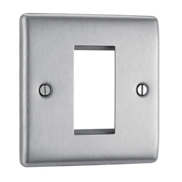 BG Nexus Metal 1 Gang Euro Module Front Plate in Brushed Steel - NBSEMS1-01 BG (British General)