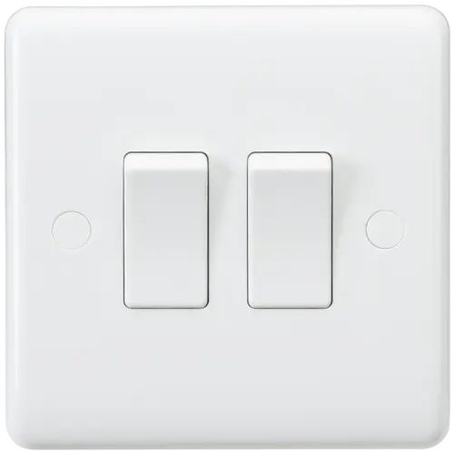 ML Curved Edge 10AX 2 Gang 2-Way Switch in White CU3000 ML Knightsbridge