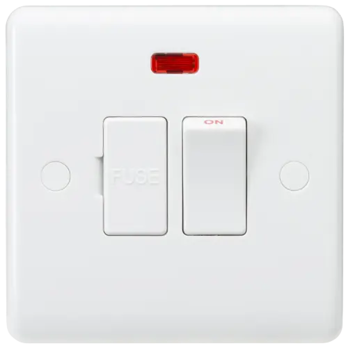 ML Curved Edge 13A Switched Fused Spur Unit with Neon in White CU6300N ML Knightsbridge