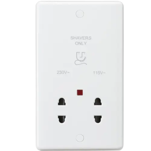 ML Curved Edge Dual Voltage Shaver Socket with Neon in White CU8900N ML Knightsbridge