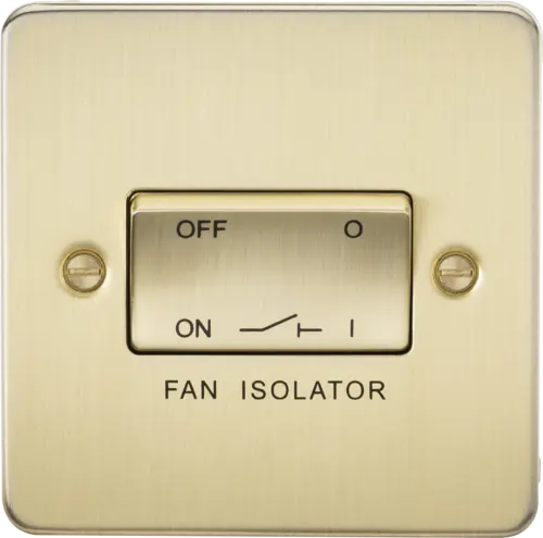 ML Flat Plate 10AX 3 Pole Fan Isolator Switch - Brushed Brass ML Knightsbridge