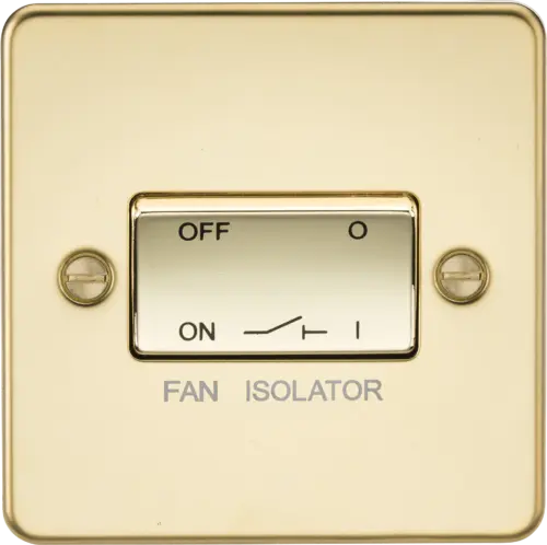 ML Flat Plate 10AX 3 Pole Fan Isolator Switch - Polished Brass ML Knightsbridge