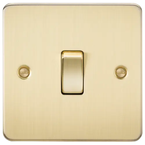 ML Flat Plate 10A 1 Gang 2 Way Switch - Brushed Brass ML Knightsbridge