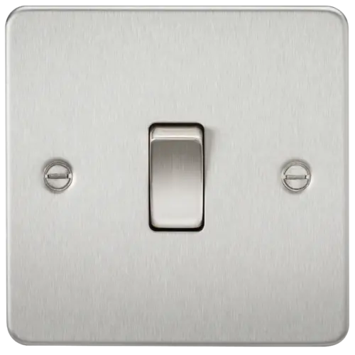 ML Flat Plate 10A 1 Gang 2 Way Light Switch - Brushed Chrome ML Knightsbridge