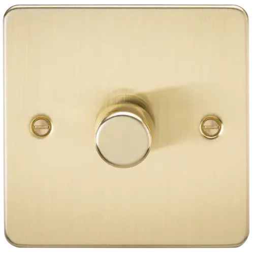 ML Flat Plate 1 Gang 2 way 10-200W (5-150W LED) Trailing Edge Dimmer - Brushed Brass ML Knightsbridge