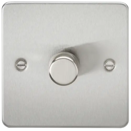 ML Flat Plate 1 Gang 2 Way 10-200W (5-150W LED) Trailing Edge Dimmer - Brushed Chrome ML Knightsbridge