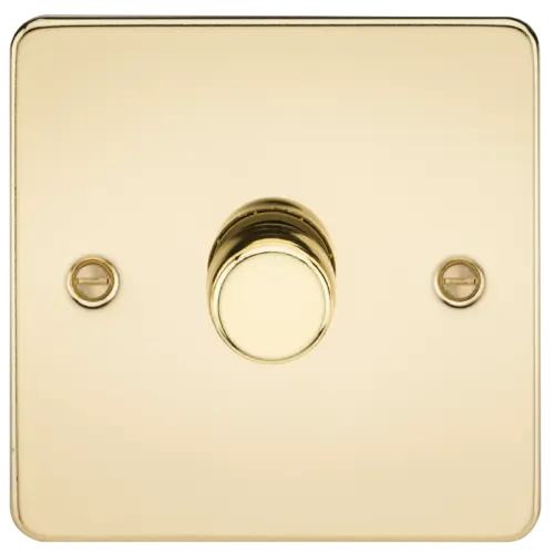 ML Flat Plate 1 Gang 2 way 10-200W (5-150W LED) Trailing Edge Dimmer - Polished Brass ML Knightsbridge