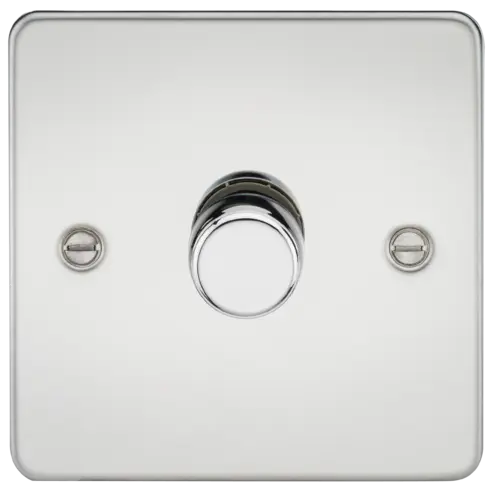 ML Flat Plate 1 Gang 2 way 10-200W (5-150W LED) Trailing Edge Dimmer - Polished Chrome ML Knightsbridge