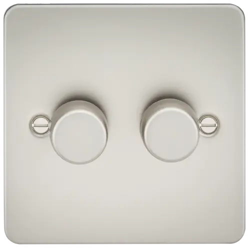 ML Flat Plate 2 Gang 2 Way 10-200W (5-150W LED) Trailing Edge Dimmer - Pearl ML Knightsbridge