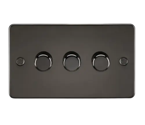 ML Flat Plate 3 Gang 2 Way 10-200W (5-150W LED) Trailing Edge Dimmer - Gunmetal ML Knightsbridge