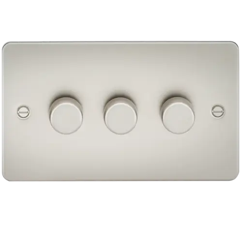 ML Flat Plate 3 Gang 2 Way 10-200W (5-150W LED) Trailing Edge Dimmer - Pearl ML Knightsbridge