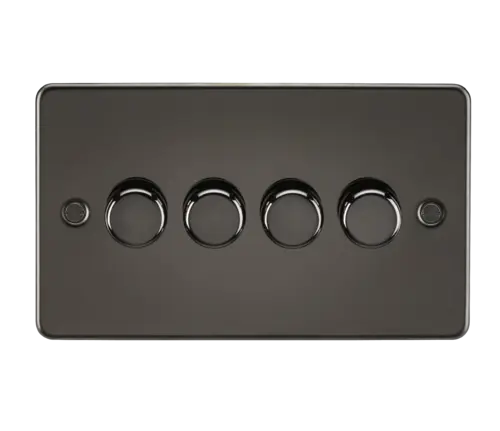 ML Flat Plate 4 Gang 2 Way 10-200W (5-150W LED) Trailing Edge Dimmer - Gunmetal ML Knightsbridge