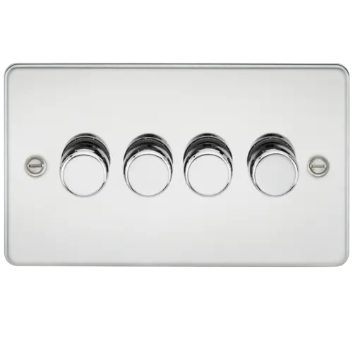 ML Flat Plate 4 Gang 2 way 10-200W (5-150W LED) Trailing Edge Dimmer - Polished Chrome ML Knightsbridge