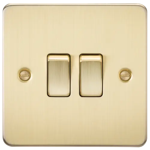 ML Flat Plate 10AX 2 Gang 2-way switch - Brushed Brass ML Knightsbridge